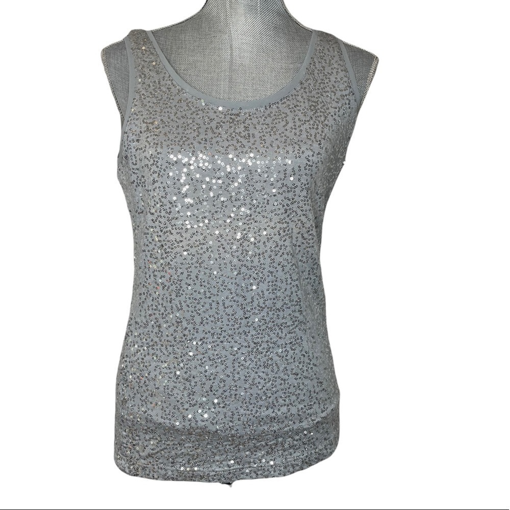 LYNN Ritchie Silver Sequins Sleeveless Tank / Blouse Size Small